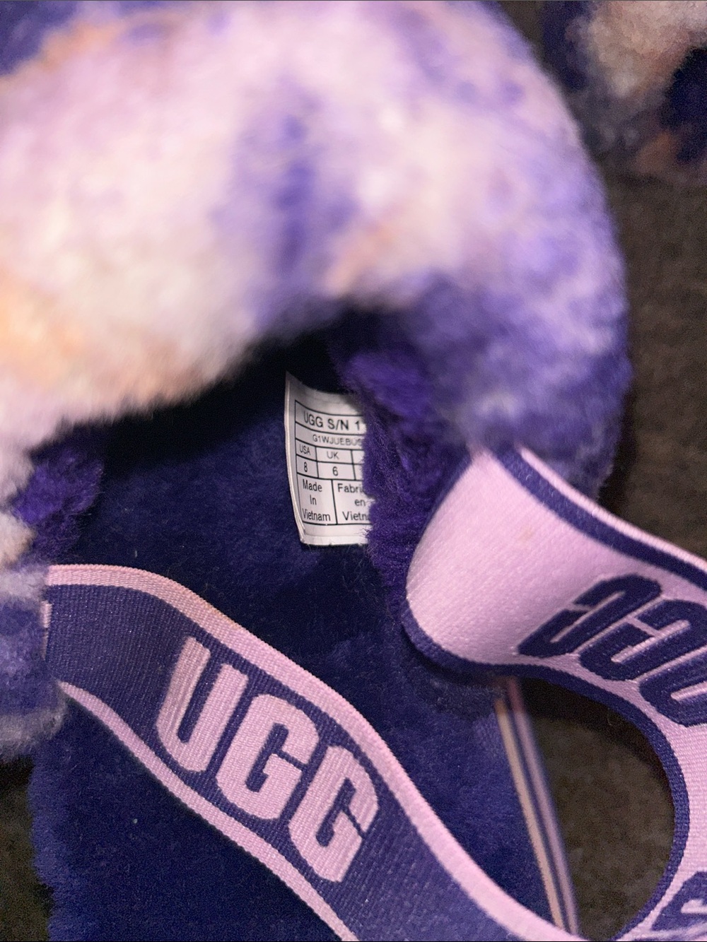 UGG Women’s Purple Tie-Dye Fluff Platform Slide with Cream Accents - Picture 8 of 8